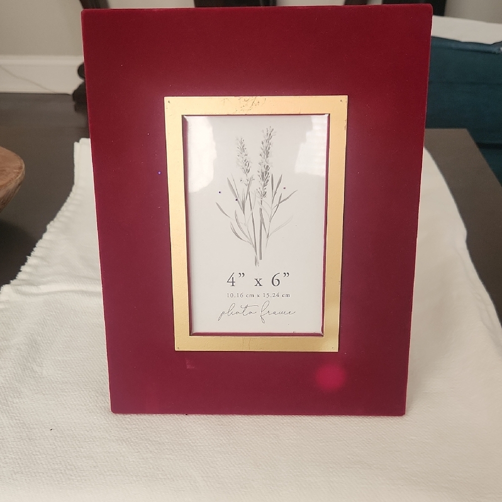 Elegant Red Velvet and Gold Photo Frame